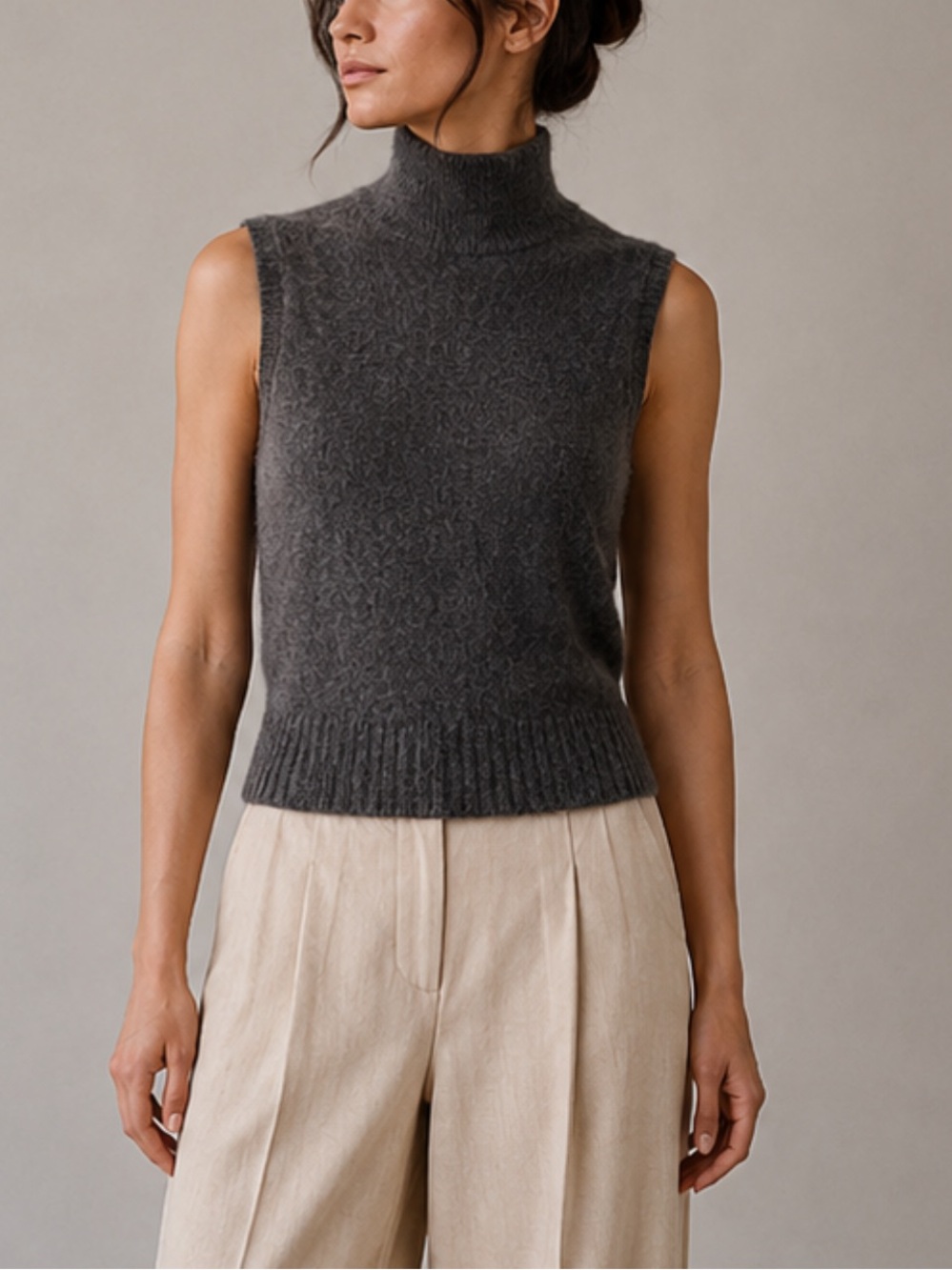 Frank And Oak Yak Wool Merino Wool Sleeveless Turtleneck Sweater S